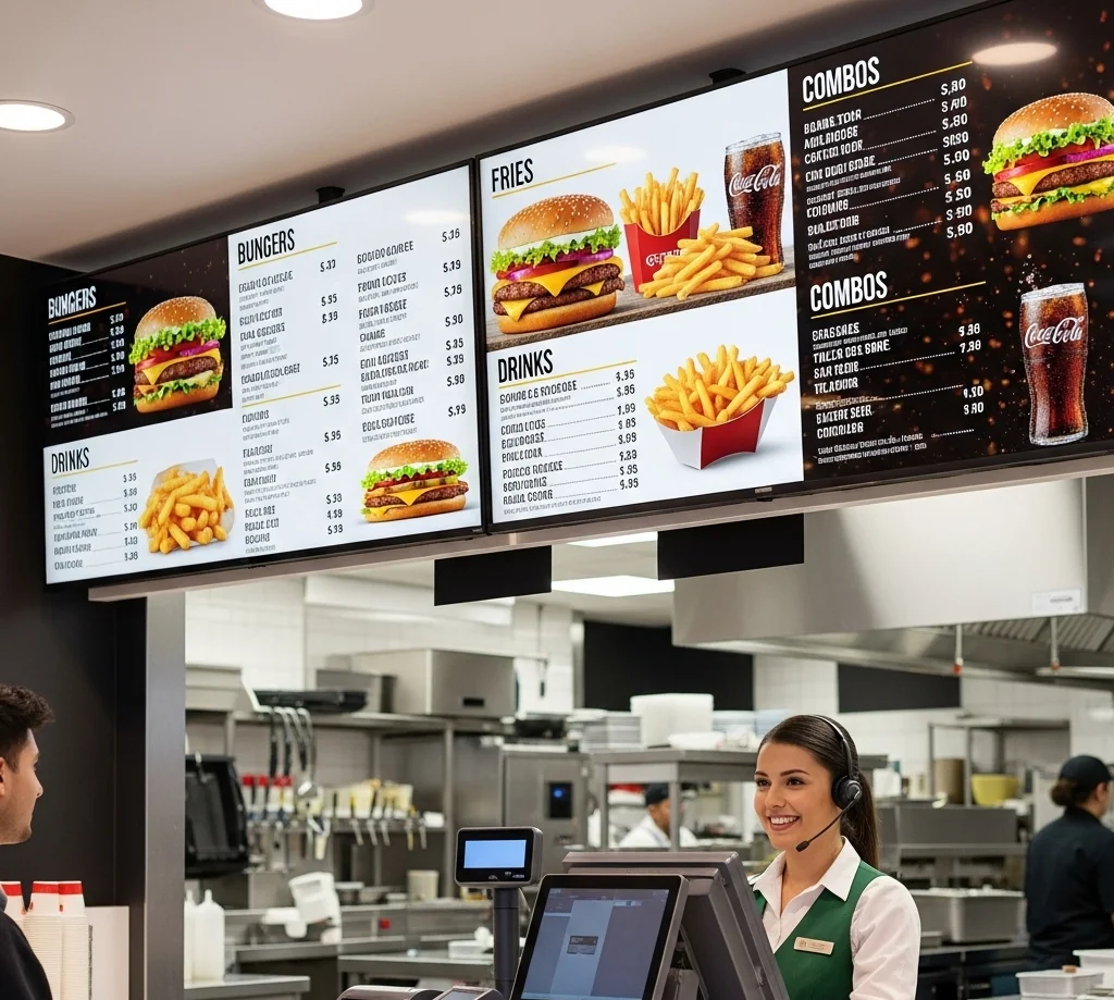 Hızlı servis menuboard ekranları